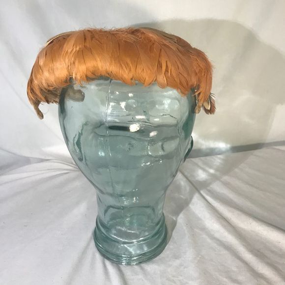 Vintage 1920s Orange Feather Women Fascinator Hat
